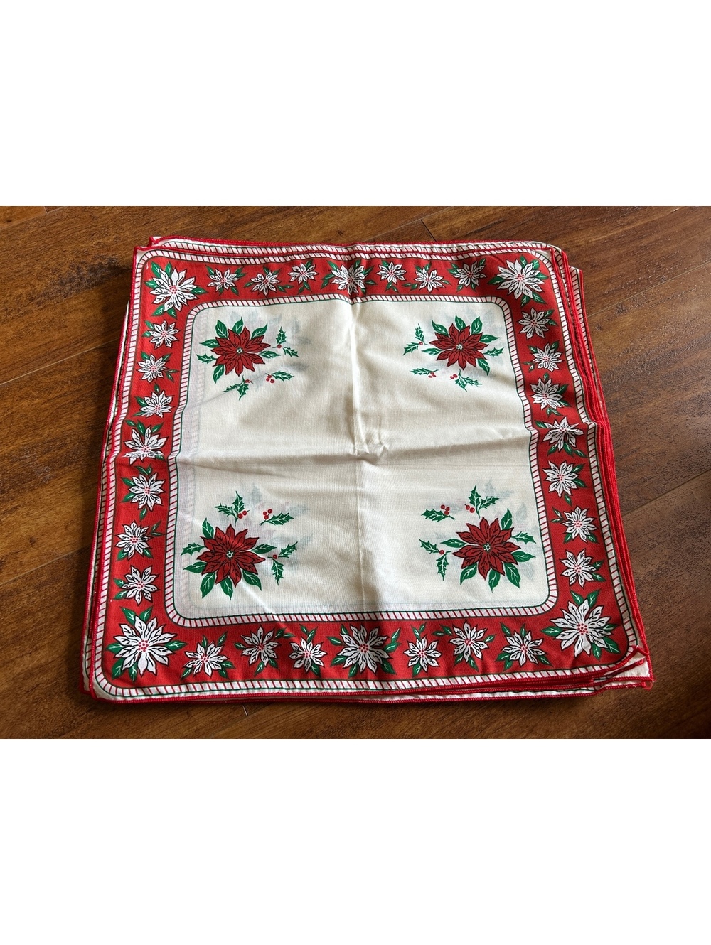 Vintage Christmas Poinsettia Table Napkins Set of 8